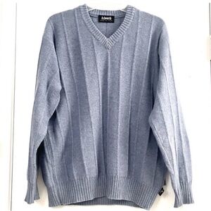 Ashworth Light Blue Gray Merino Angora V-Neck Men’s Sweater Size M